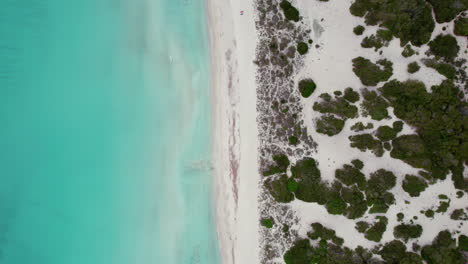 Bird's-Eye-View-Over-Playa-del-Trench-Beach-In-Mallorca,-Spain---drone-shot