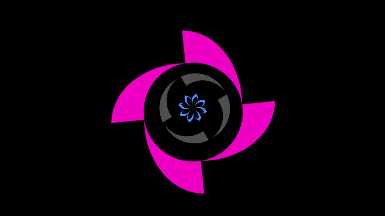 diseños gráficos que giran en el centro y aumentan el tamaño, hasta cubrir todo el fondo y desaparecer.