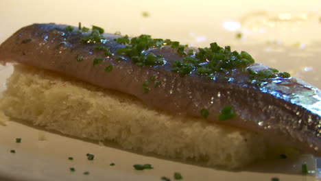 herring sandwich with chives