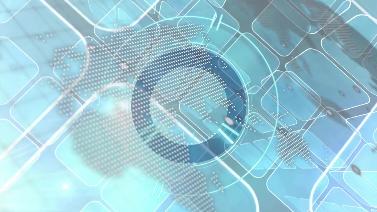 Pulse center HUD rotating radial lighting dotted map forming grid turning text moving showing data
