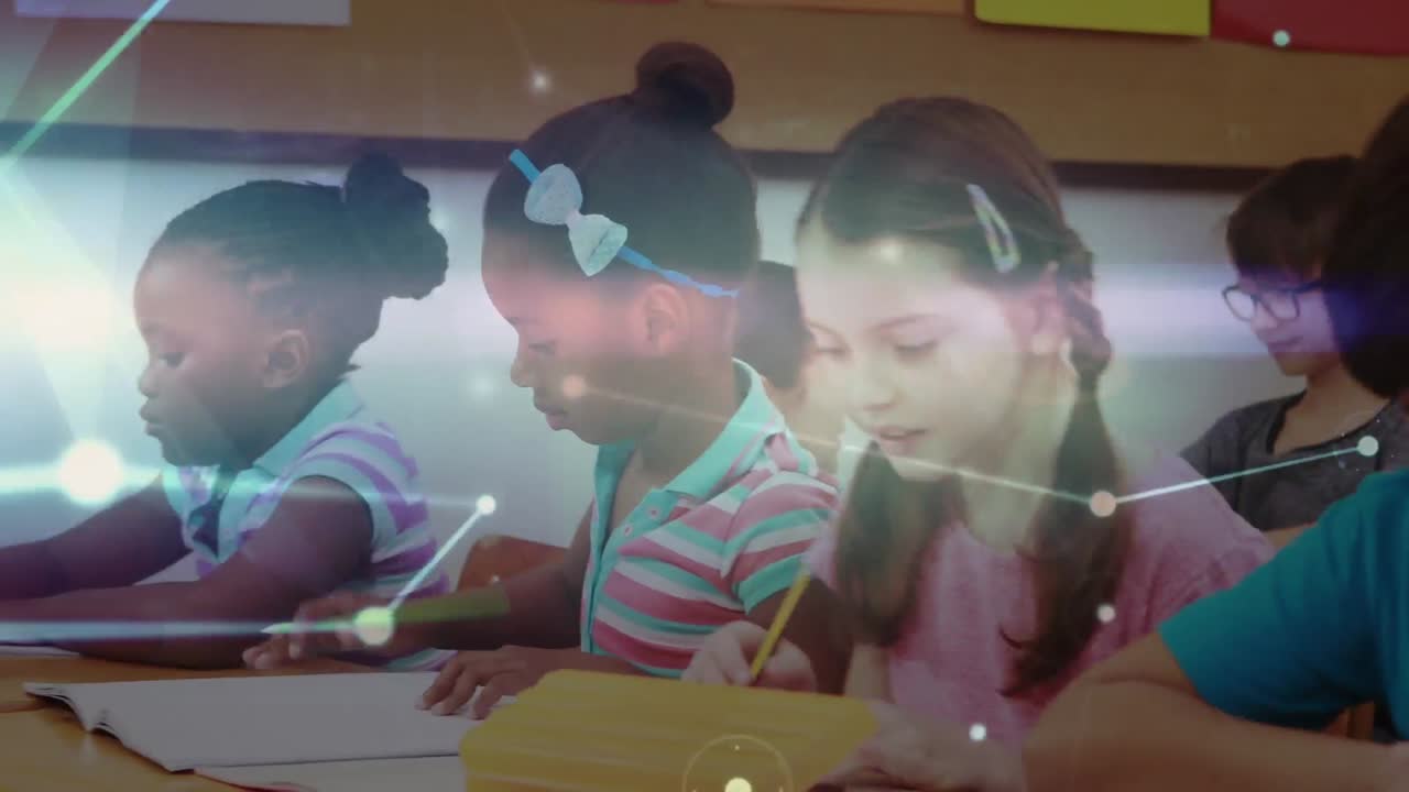 animación de la red de conexiones entre diversos escolares