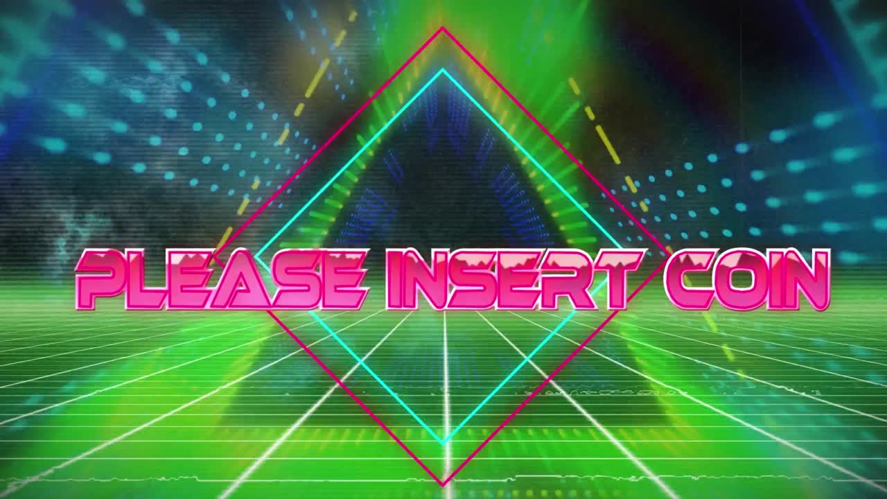 디지털 추상 공간에 동전을  ⁇ 입하십시오의 애니메이션