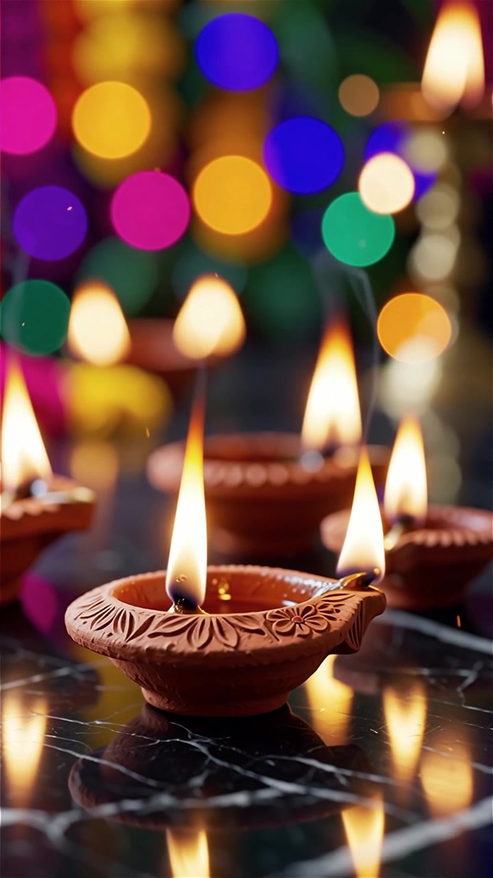Sfondo del Festival Diwali con lanterne e decorazioni tradizionali Diyas.