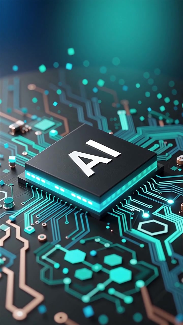 Futuristic AI Chip Motherboard Technology Background