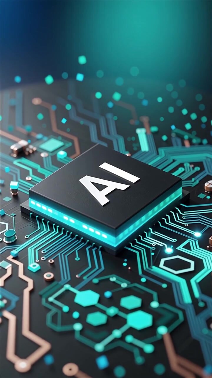 Futuristic AI Chip Motherboard Technology Background