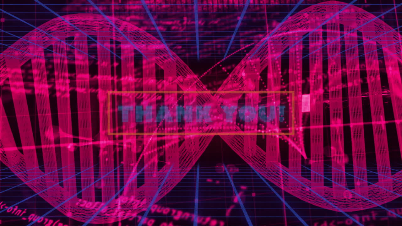 Processing scientific data, DNA strand intertwining with binary coding animation