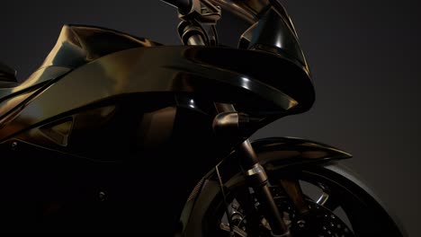 Moto-Sport-Bike-En-Estudio-Oscuro-Con-Luces-Brillantes