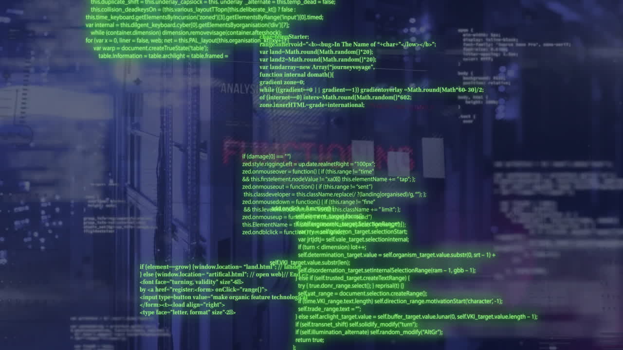 Animation of circuit board and digital data processing over computer servers