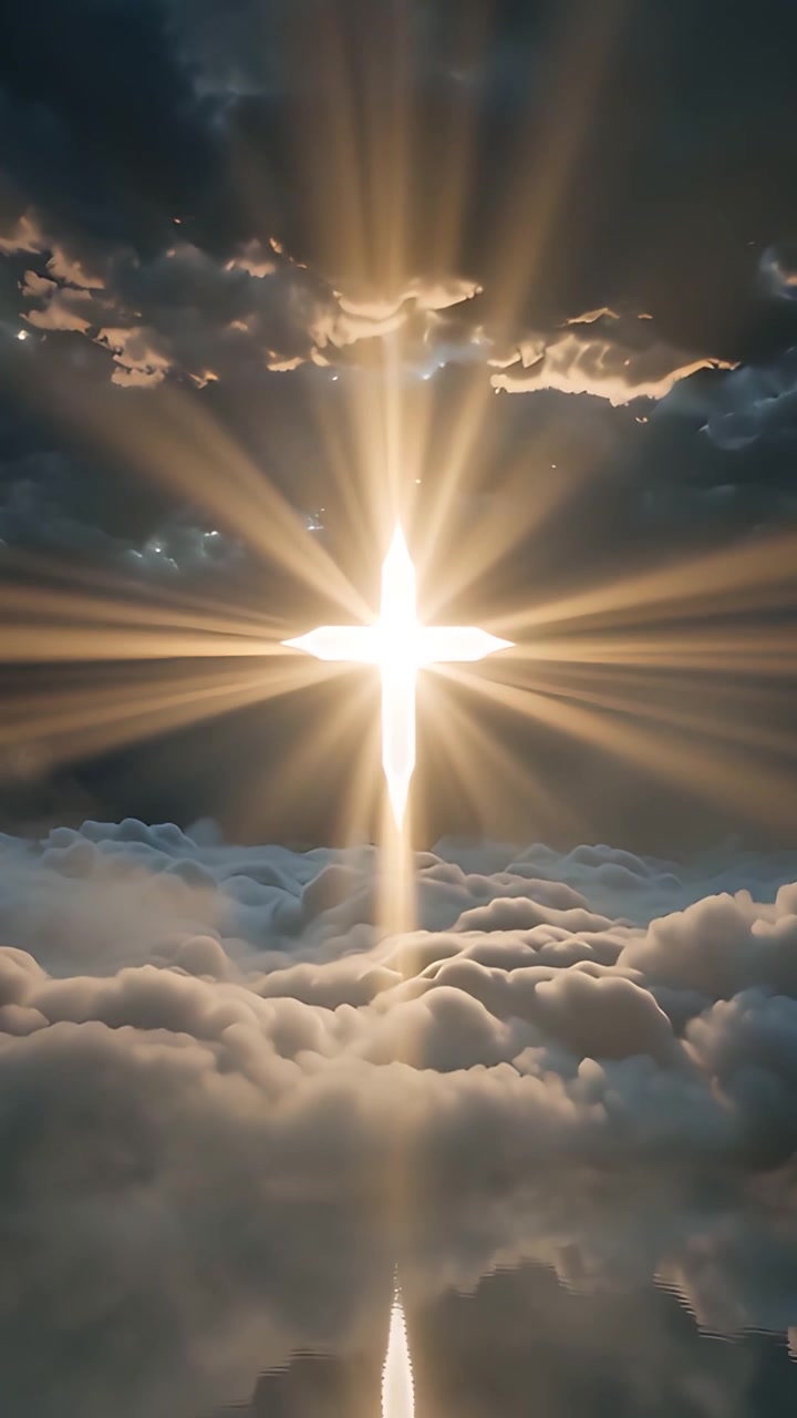 Sfondo per Adorazione 4K: Croce Cristiana e Luce Celeste