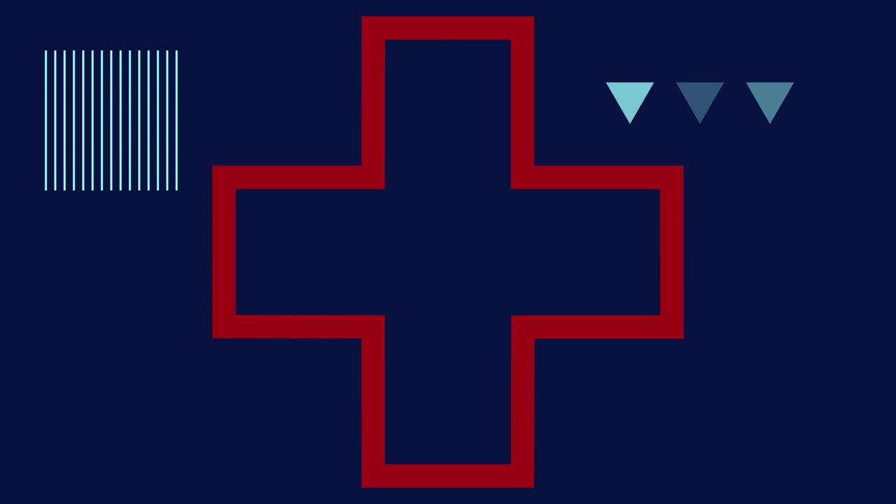 Animation of moving shapes on blue background