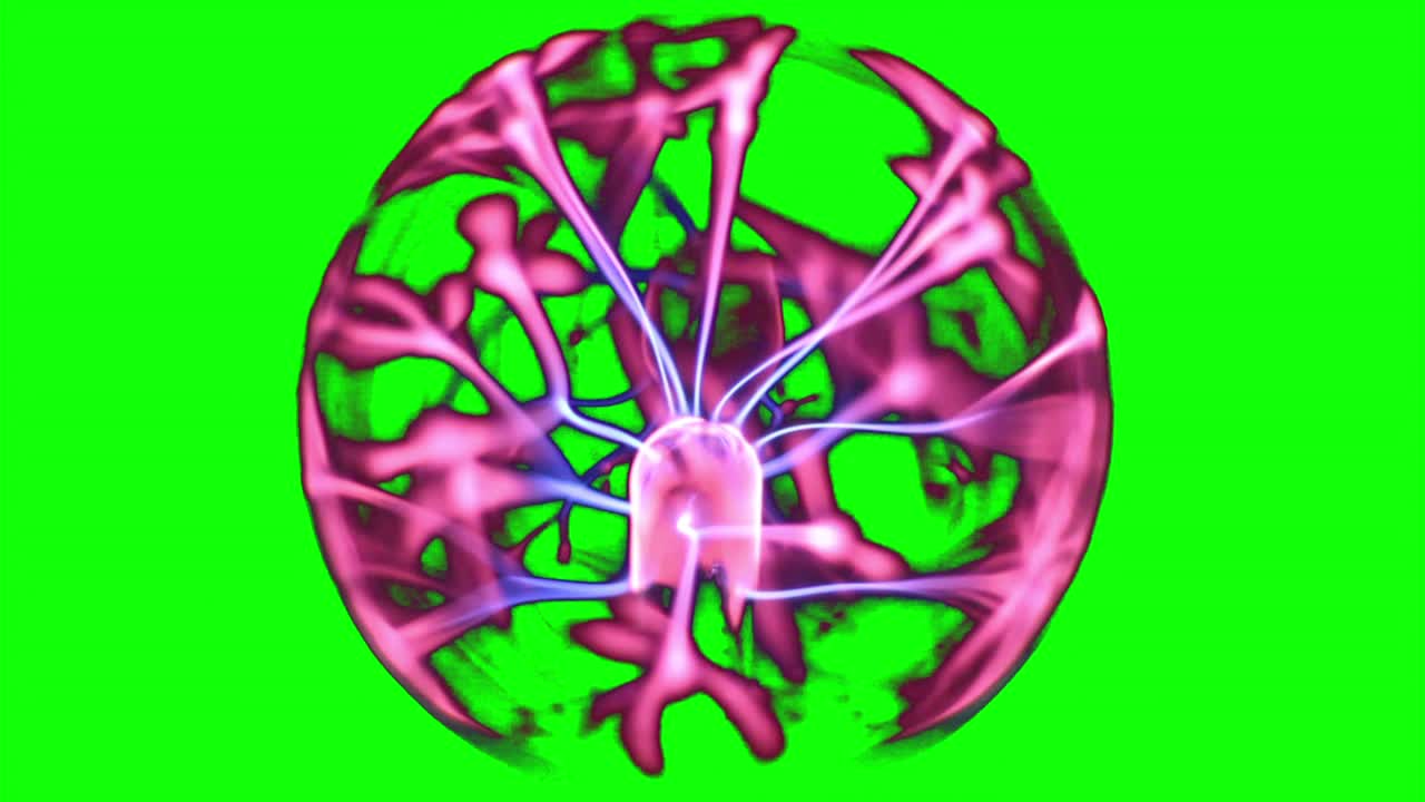Plasma Ball On Green Screen Background