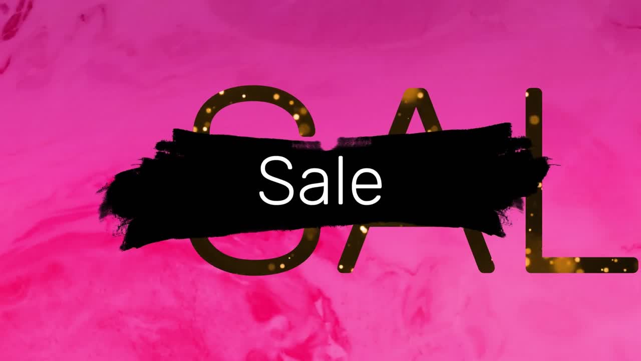 animación del texto de venta sobre un fondo rosa líquido