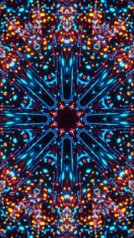 colorful abstract pattern with stars and lights. kaleidoscope vj loop vertical