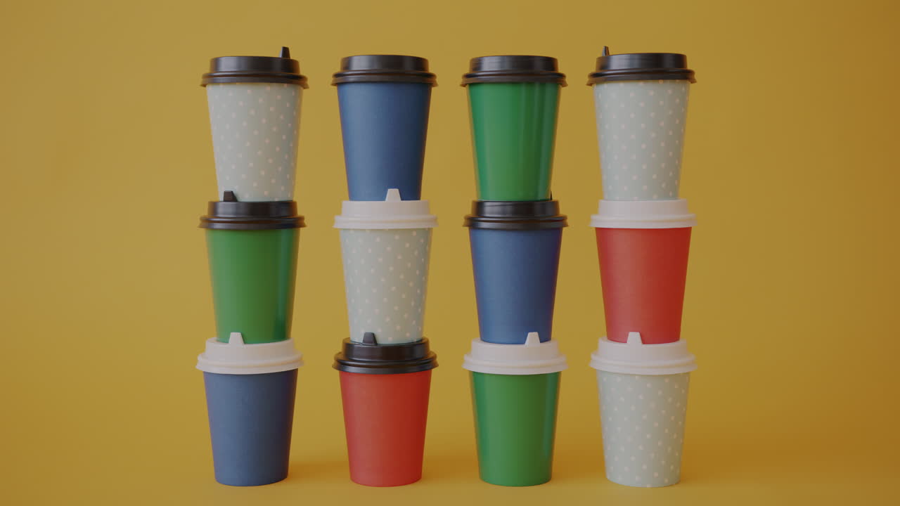 Stacked Colorful Coffee Cups