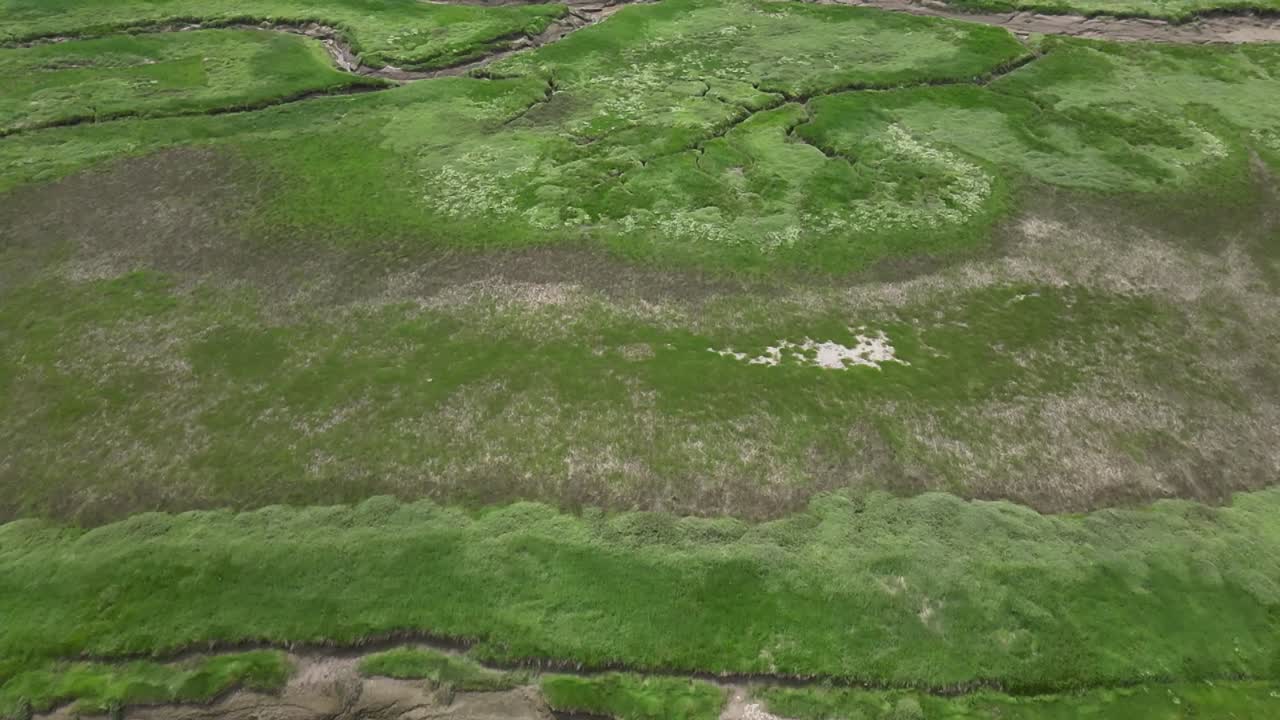 más del lecho del río espacio verde en el wirral desde el cielo