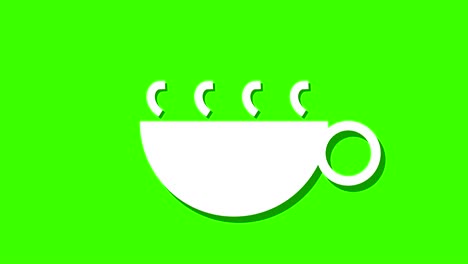 steaming hot drink coffee tea animation loop, background green screen