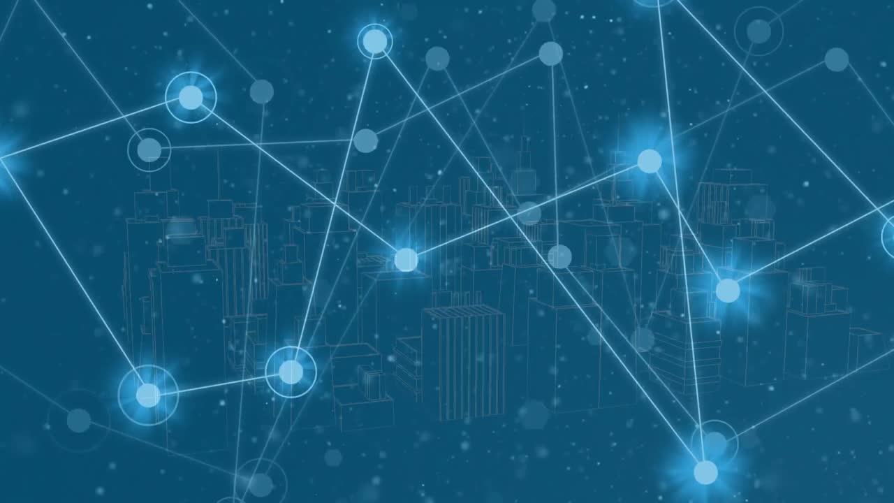 animación de puntos brillantes y red de conexiones.