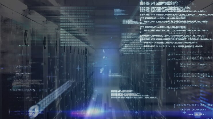 Animation of data processing and digital information flowing