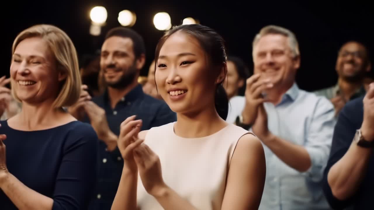 A Heartwarming Moment of Celebration: Audience Expresses Joy and Appreciation with Enthusiastic Applause, Highlighting a Vibrant Atmosphere of Support and Community Spirit