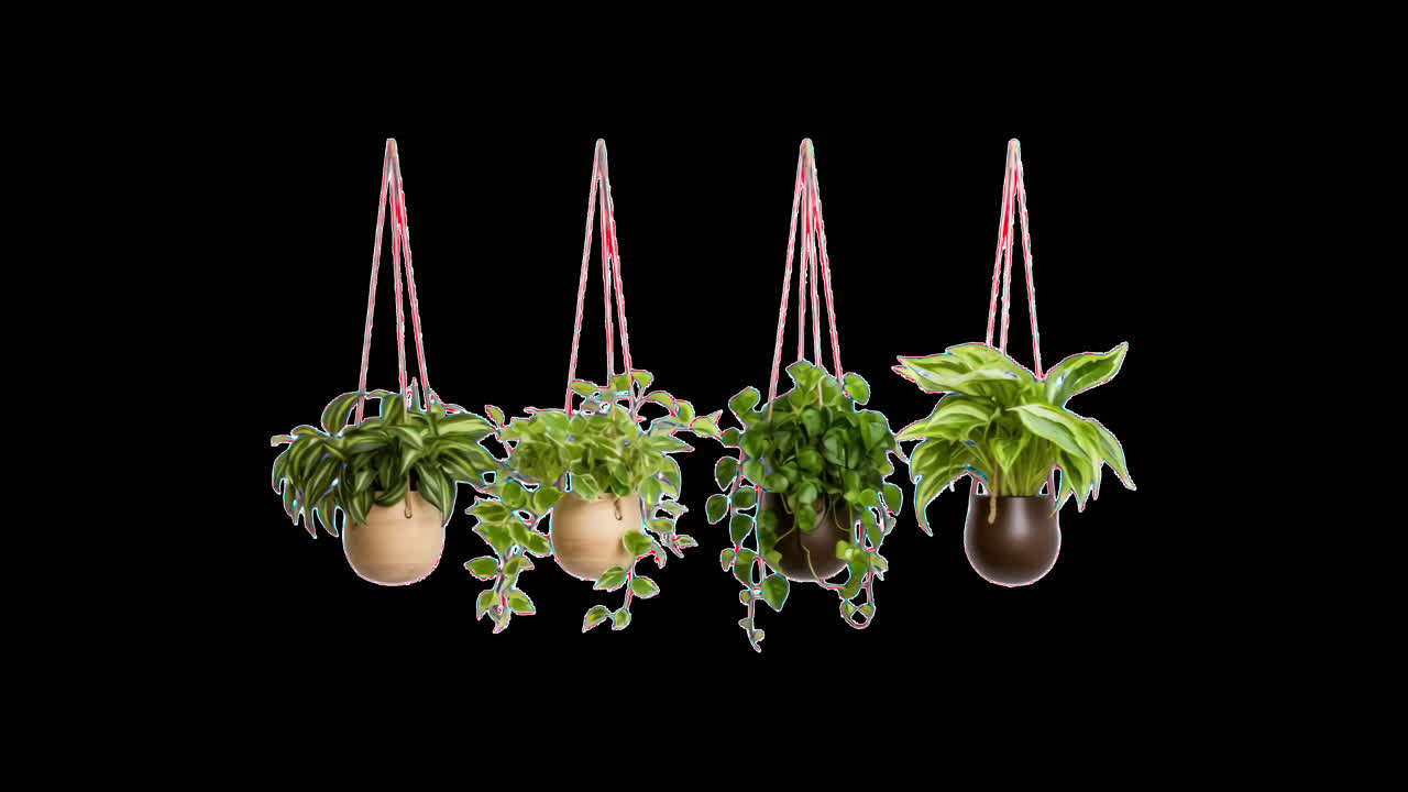 Hanging plants in decorative pots