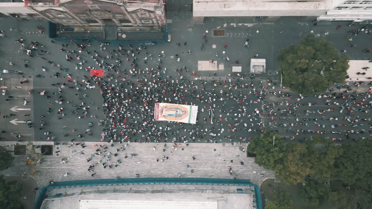 Impressive religious meeting in mexico city in favour of Virgen de Guadalupe