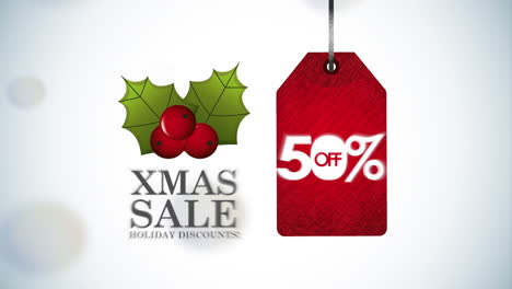animación de venta de felices navidades con la mitad del precio