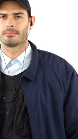 security guard standing on white background