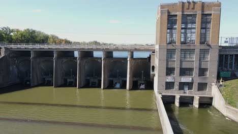 hydroelectric dam on the huron river in ypsilanti, michigan aerial view