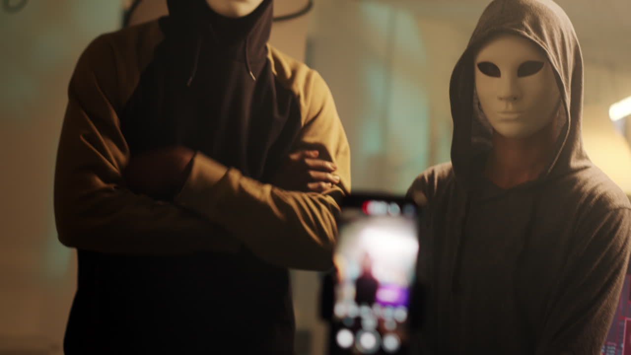 Anonymous hackers in masks