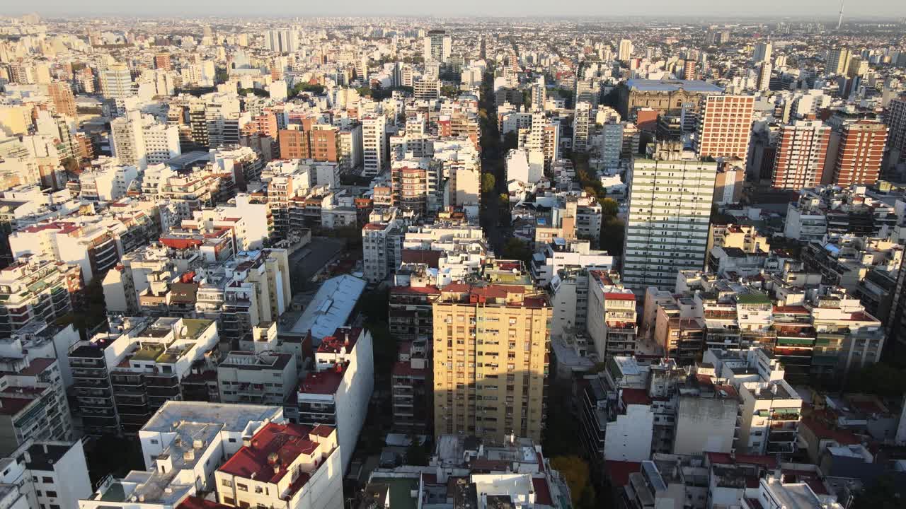 Panoramic Aerial View Of Barrio Caballito Of The Argentine Capital, Buenos Aires.