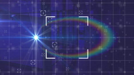 Animation of white scopes on grid with glowing light