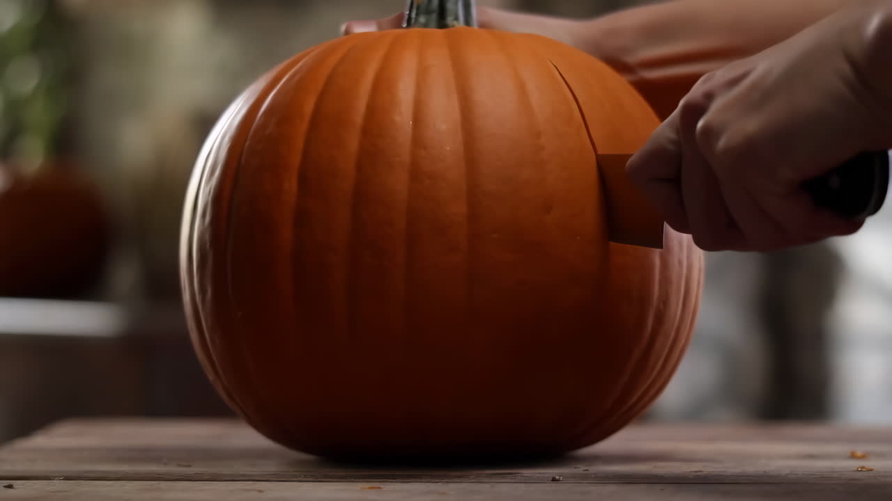 tallando una calabaza de halloween