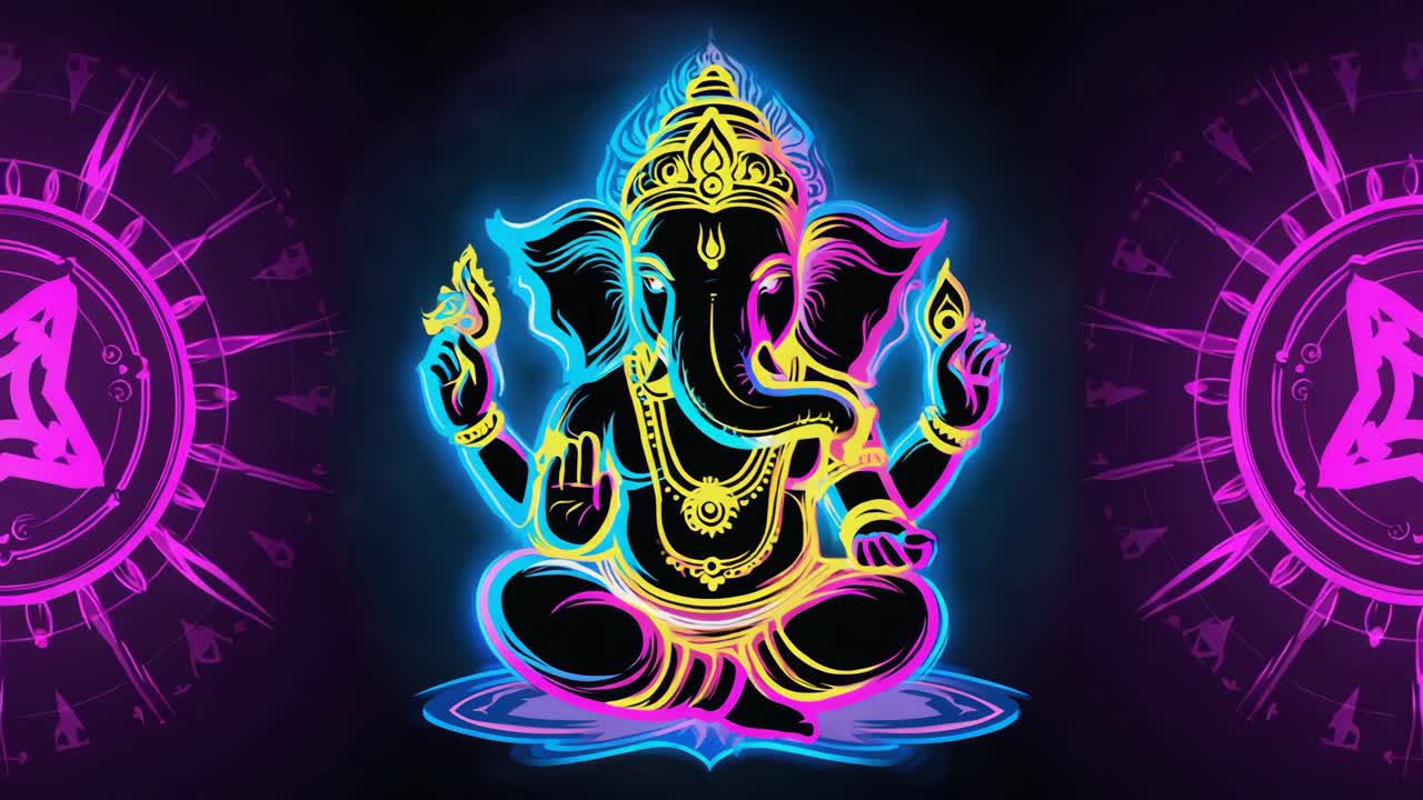 Neon Ganesha Illustration