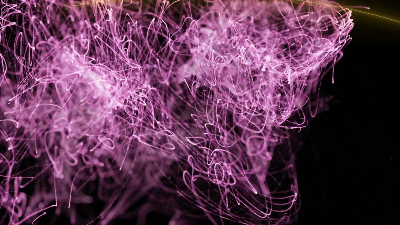 Animation of glowing pink energy wave moving on black background