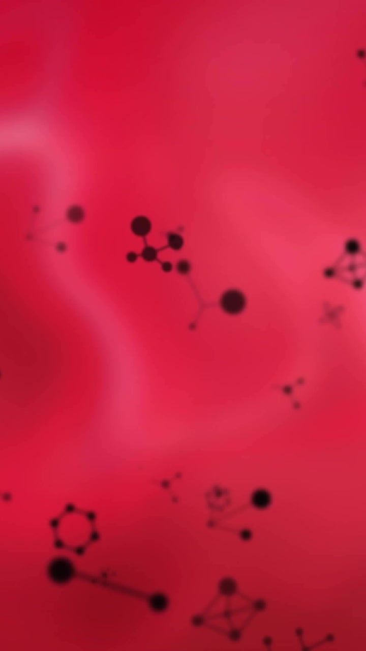 Molecular structures and chemical bonds animation over red background