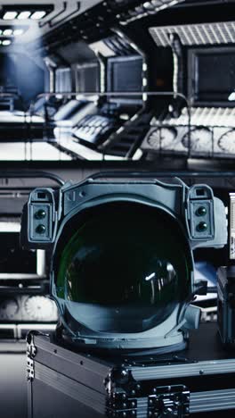 vertical video laptop inside high tech spaceship displaying mars planetary surface analytics