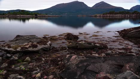 a timelapse of the outgoing tide on the rocky norwegian fjord coast