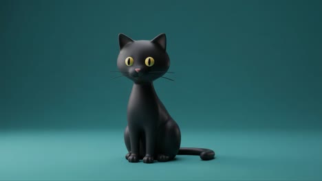 a charming black cat model: a playful animation sequence showcasing the unique features and movements of a stylized cat in a contemporary setting