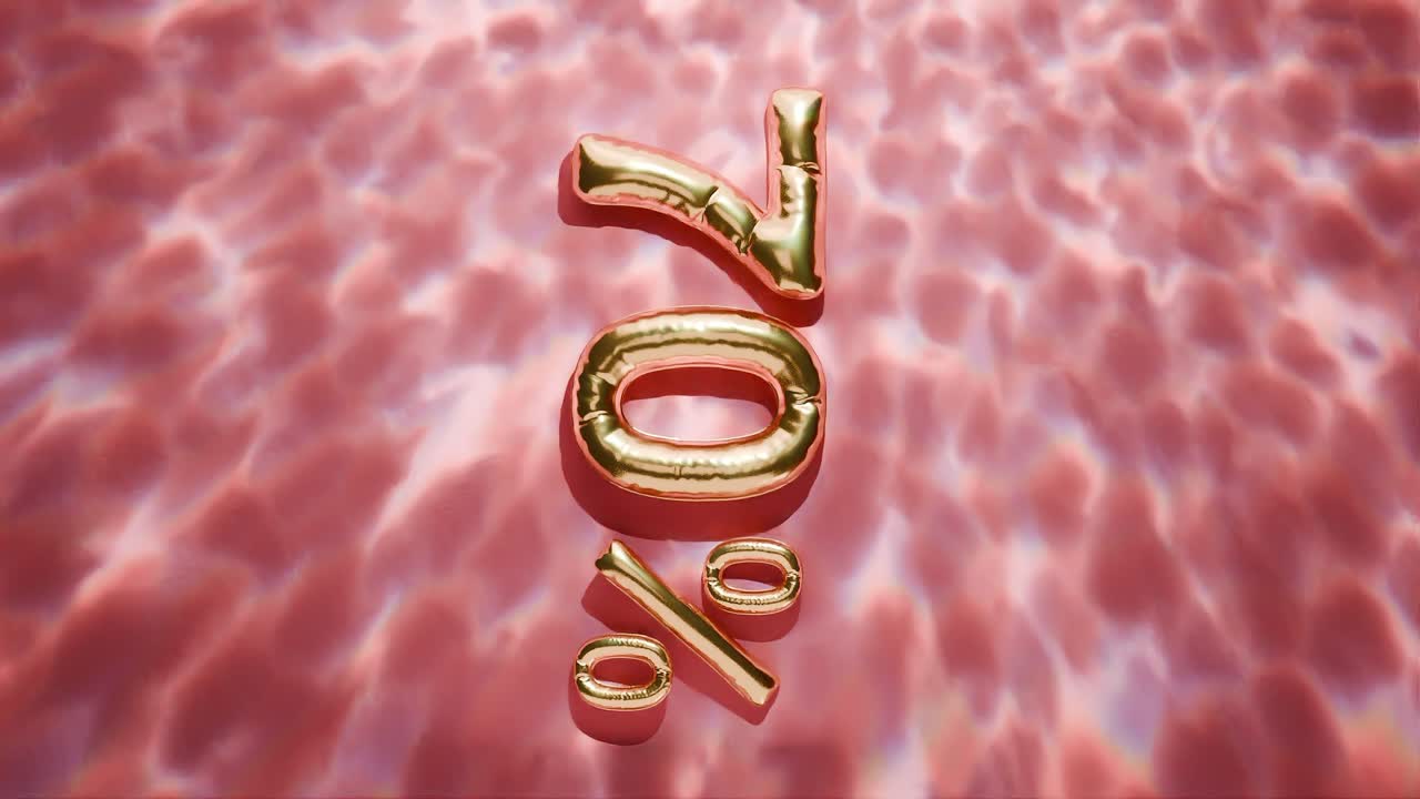 물 위에 떠다니는 70%의 황금색은 빨간색 바탕에 수직으로 파동됩니다.