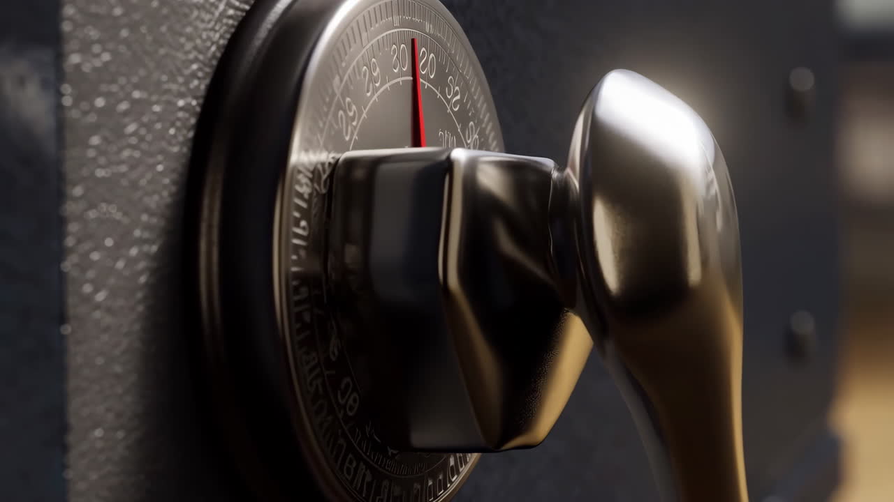 Close-up of a safe combination lock