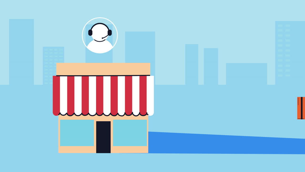 모터사이클 배달 서비스 애니메이션에서 택배