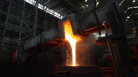 molten metal pouring in a steel mill
