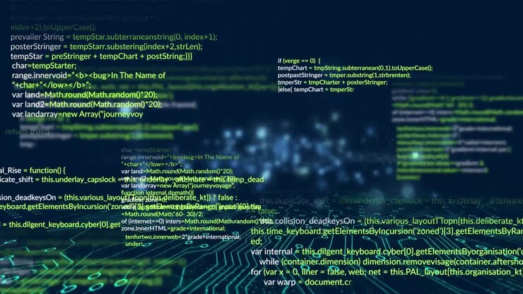 Animation of data processing on blue background