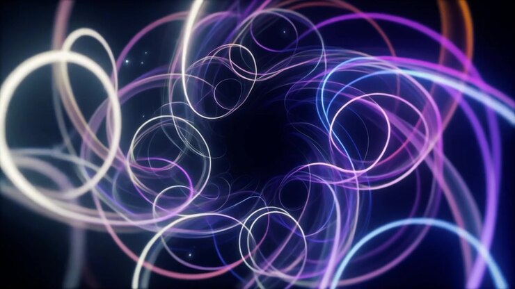Abstract Swirling Neon Lines Forming a Light Tunnel