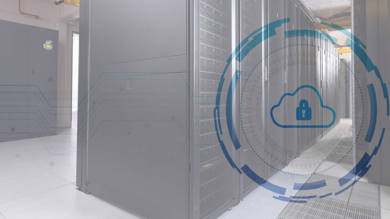 서버  위에 구름과 락 아이콘으로 범위 스캔의 애니메이션