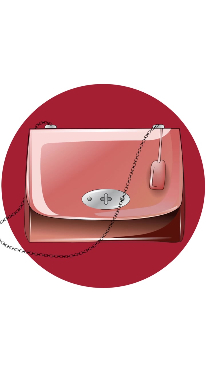 Animazione di borsa rossa su sfondo bianco