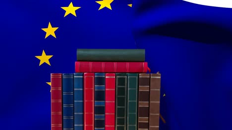 Bandera-De-La-Unión-Europea-Y-Libros-Escolares