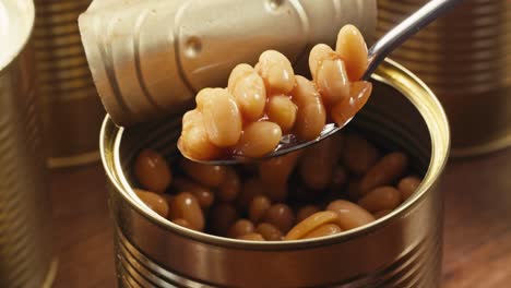 canned red bans preserved beans rotating background close up side view. organic steamed beans. pickled bean for a mexican dish