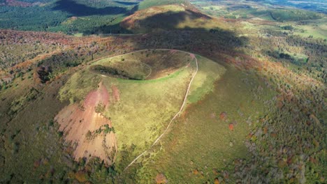aerial view of puy du pariou volcano near clermont ferrand, france