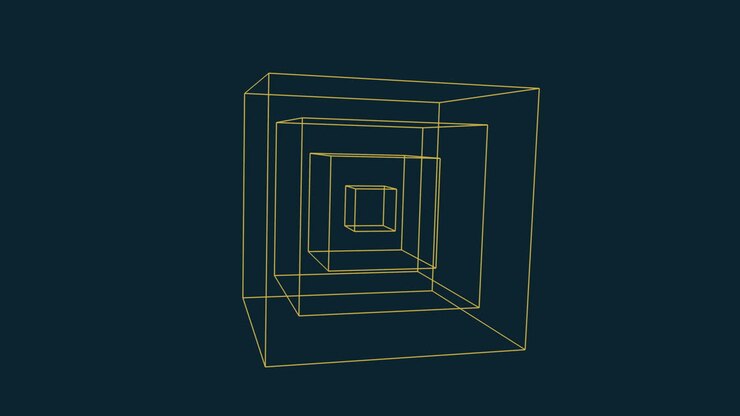 Gult linje 3D-terningdesign med ukendt formål